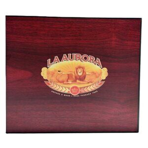 La Aurora Hachos A Mano Casa Fundada 1903 Mahogany/Cedar Cigar Box w/Hygrometer